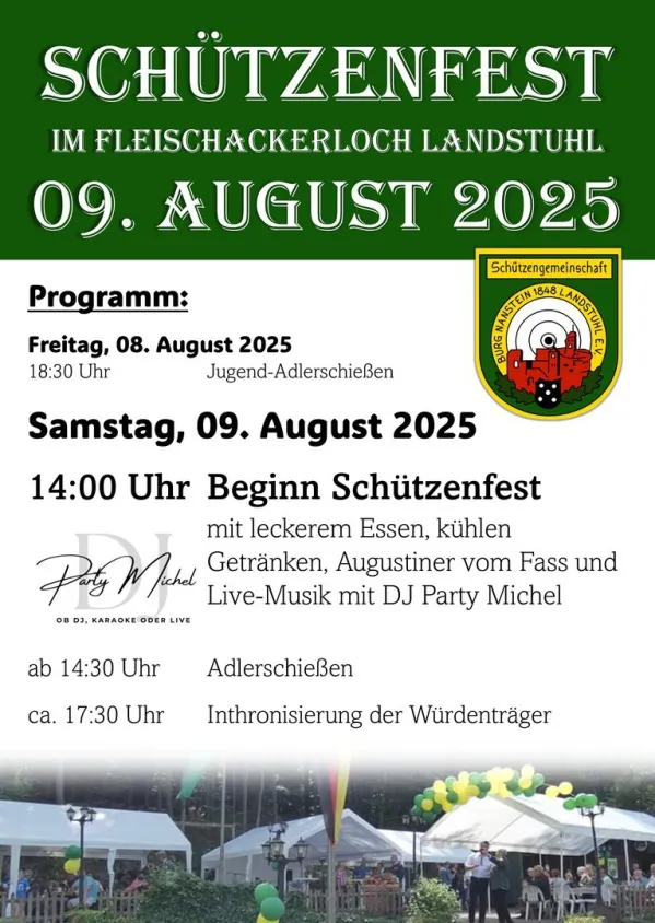 Flyer vom Schützenfest 2025 in Landstuhl des Vereins